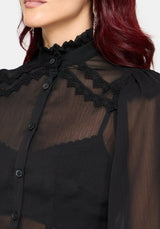Zia Chiffon Sheer Spitzenbesatz Hemd
