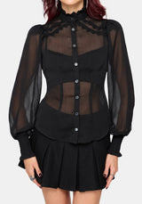 Zia Chiffon Sheer Spitzenbesatz Hemd