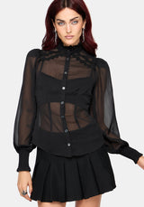 Zia Chiffon Sheer Spitzenbesatz Hemd