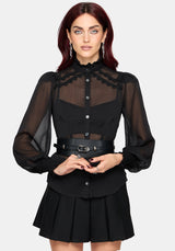 Zia Chiffon Sheer Spitzenbesatz Hemd