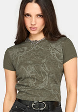 Eleni Mythology Print Gerippt Baby T-Shirt