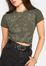 Eleni Mythology Print Gerippt Baby T-Shirt