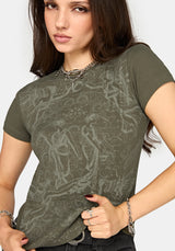 Eleni Mythology Print Gerippt Baby T-Shirt