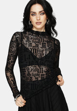 Ashes & Words Flocked Ruche Mesh Top