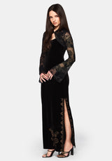 Void Bloom Flocked Mesh Shrug Top