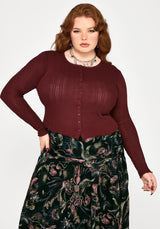 Lucera Pointelle Langarm Strickjacke - Rot