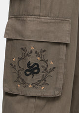 Ophidian Snake Embroidered Cargo Trousers
