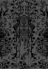 Thorned Beflockt Chiffon Castle Druck Rüsche Hals Maxi Kleid