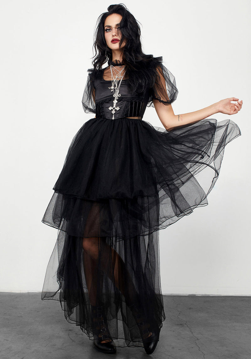 Chaos Gelagert Tüll Kleid