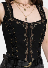 Rootweave Embroidered Lace Up Corset