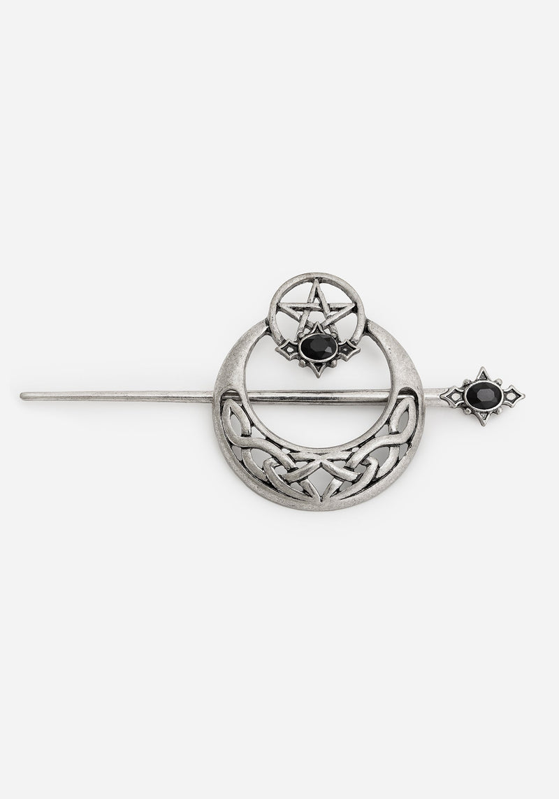 Druantia Pentagramm Mond Haar Anstecknadel