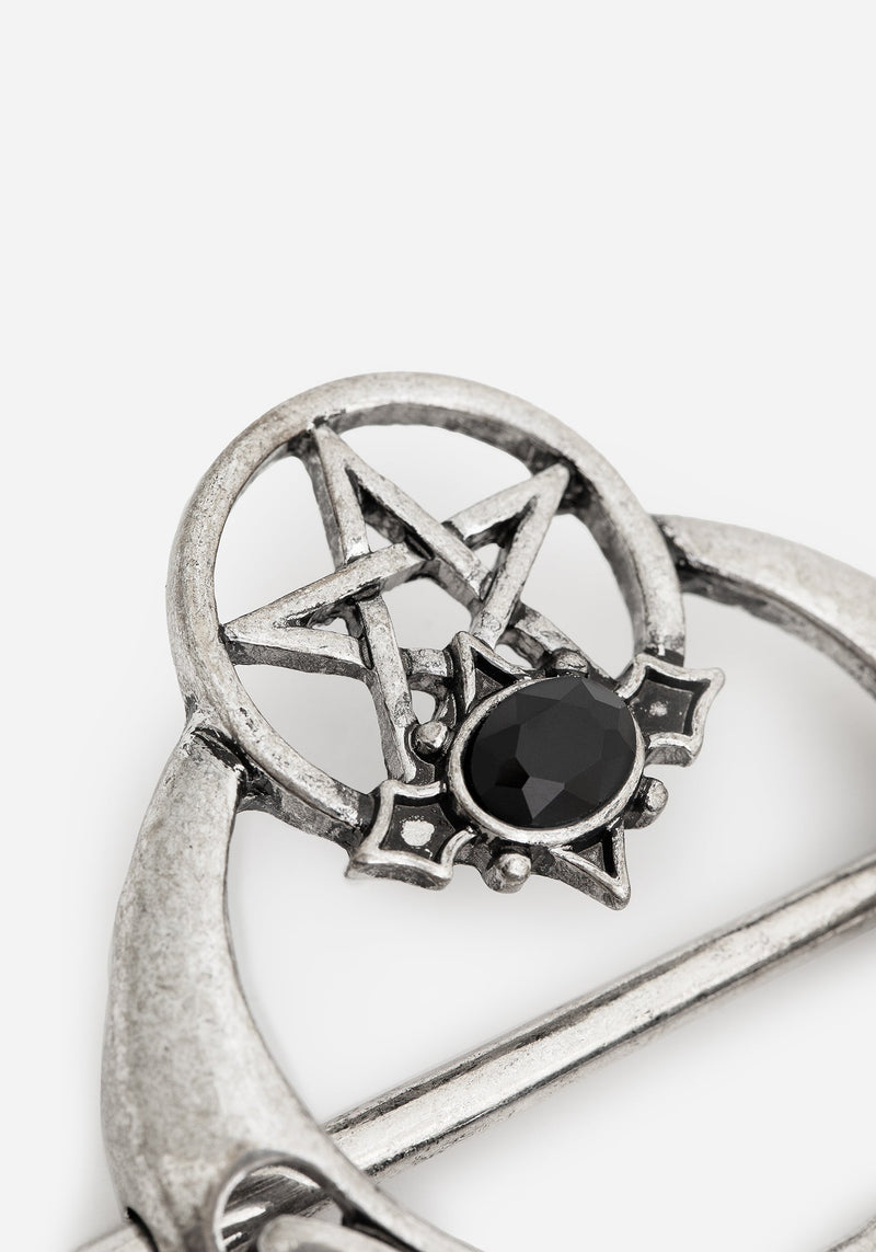 Druantia Pentagramm Mond Haar Anstecknadel