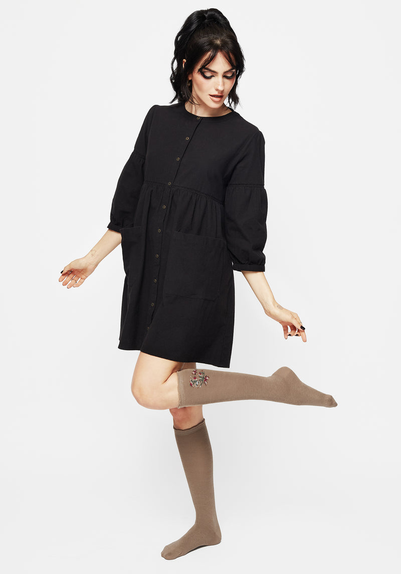 Lilia Bestickt Blumenmuster Socken