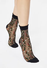 Everblooming Blumenmuster Mesh Socken