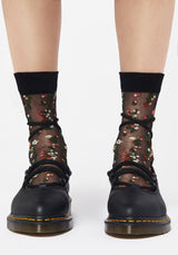 Everblooming Blumenmuster Mesh Socken