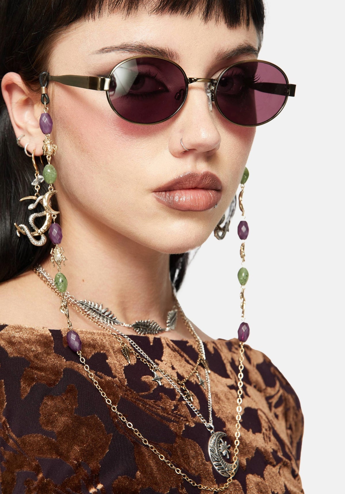 Whimsigoth Perle & Anhänger Kette Sunglasses