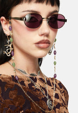 Whimsigoth Bead & Charm Chain Sunglasses
