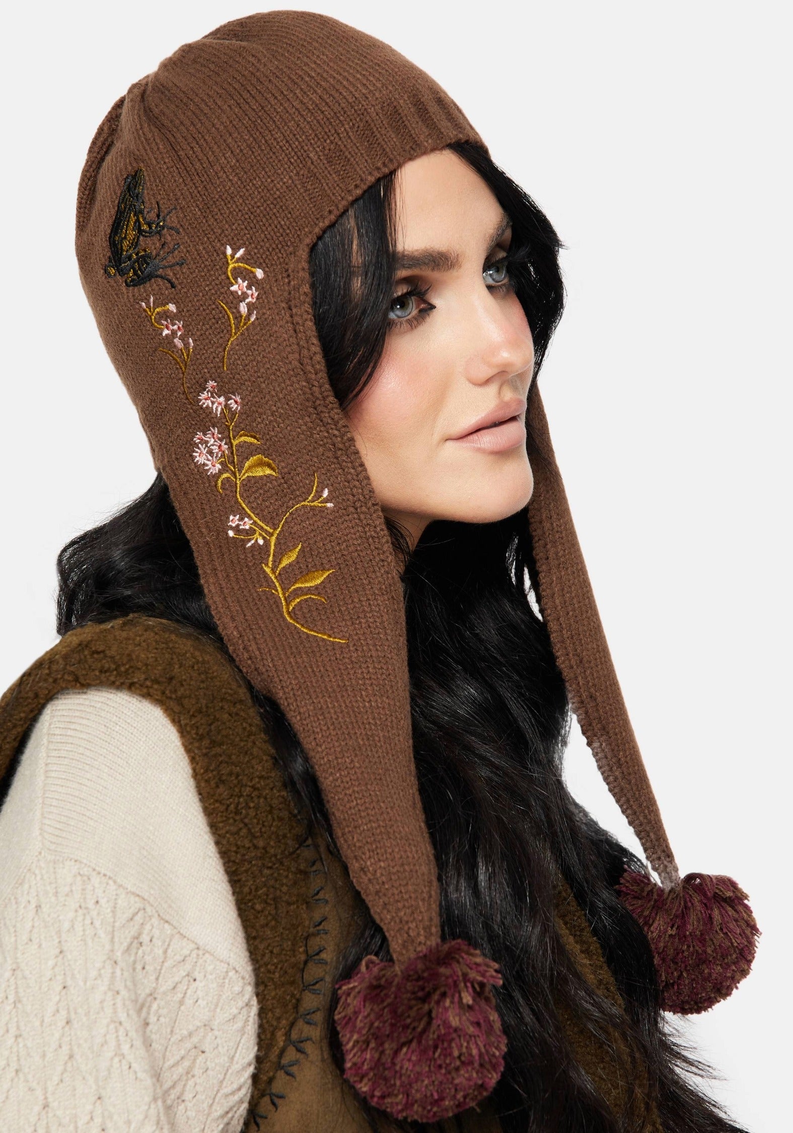 Liora Motte Blumenmuster Bommel Bommel Hut