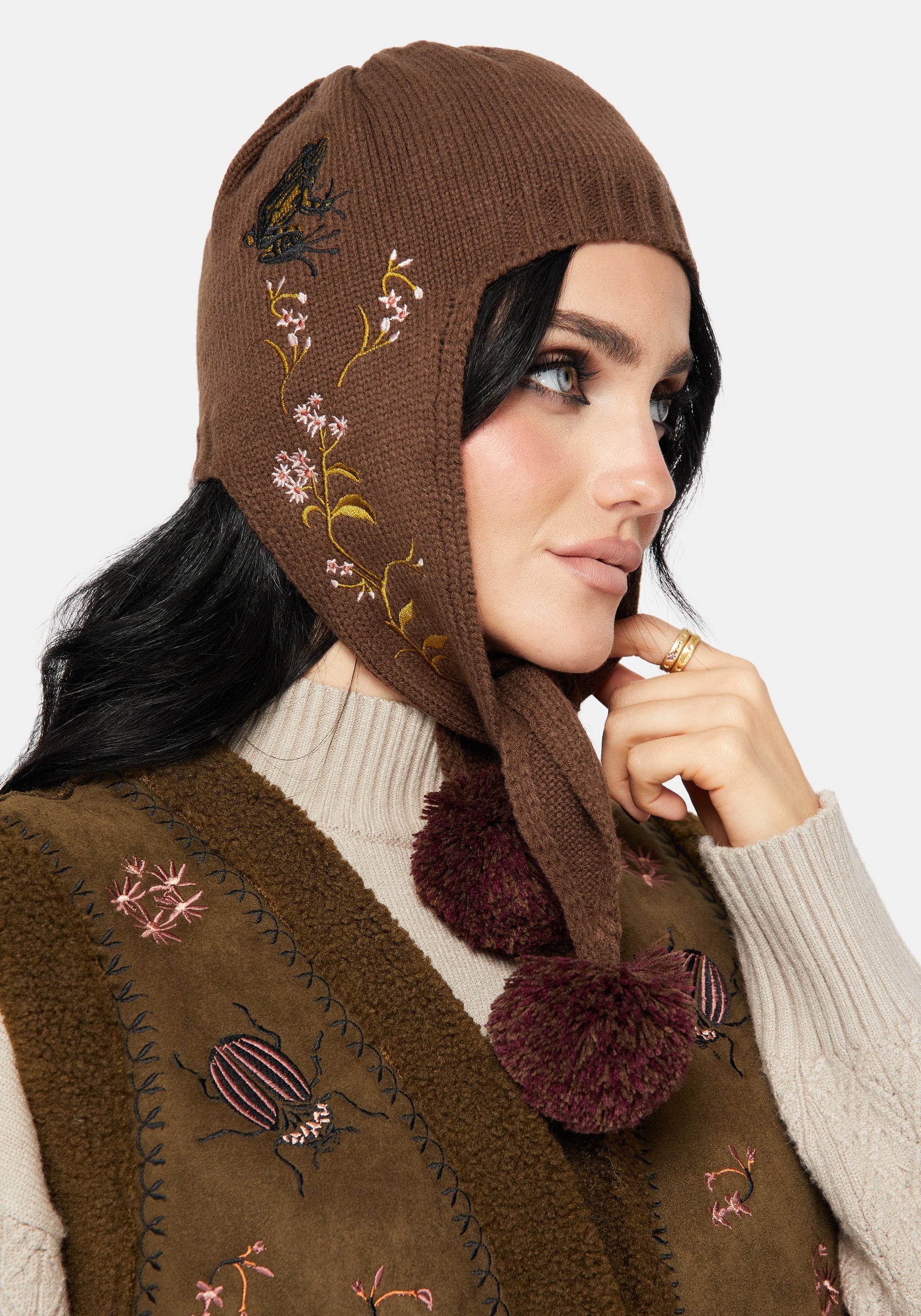Liora Motte Blumenmuster Bommel Bommel Hut