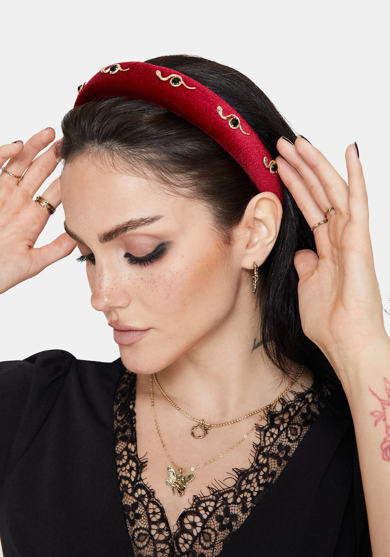 Silas Schlange Samt Padded Aliceband