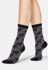 Mortmoth Jacquard Knit Socks - Black