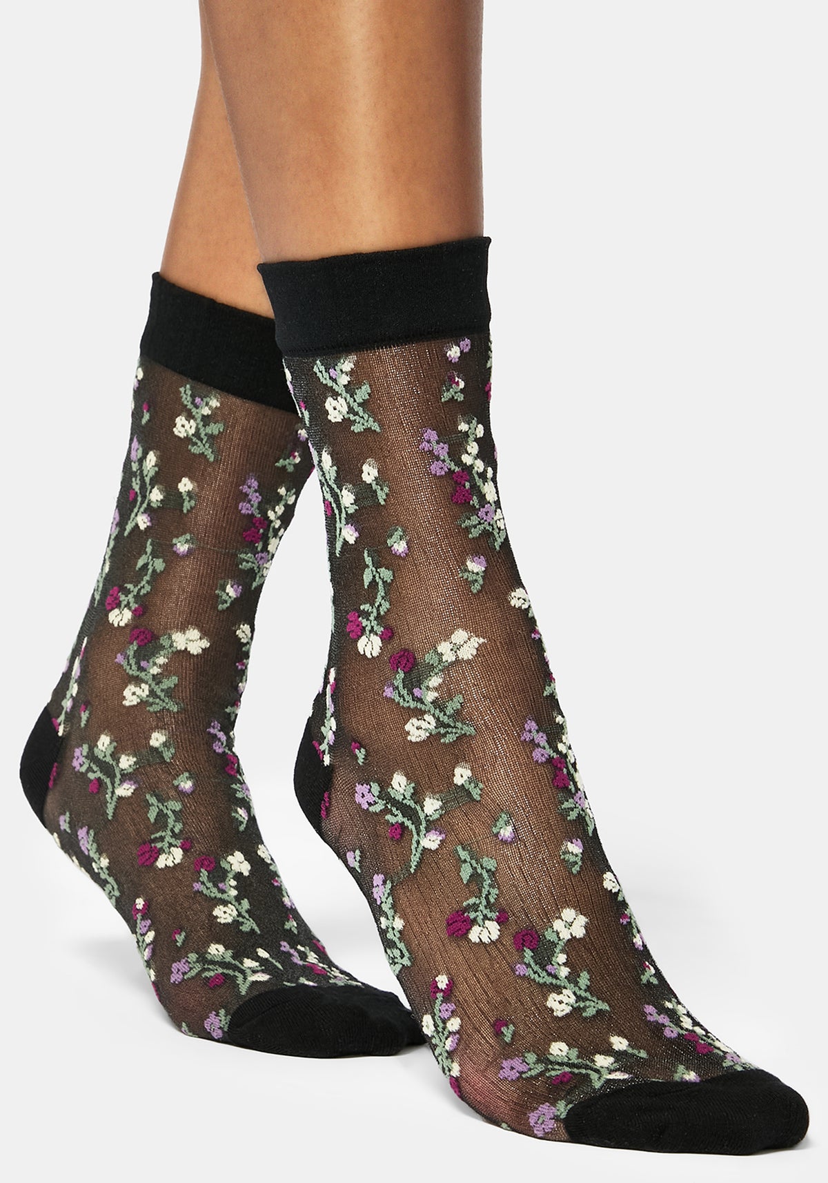 Everblooming Blumenmuster Mesh Socken - Lila
