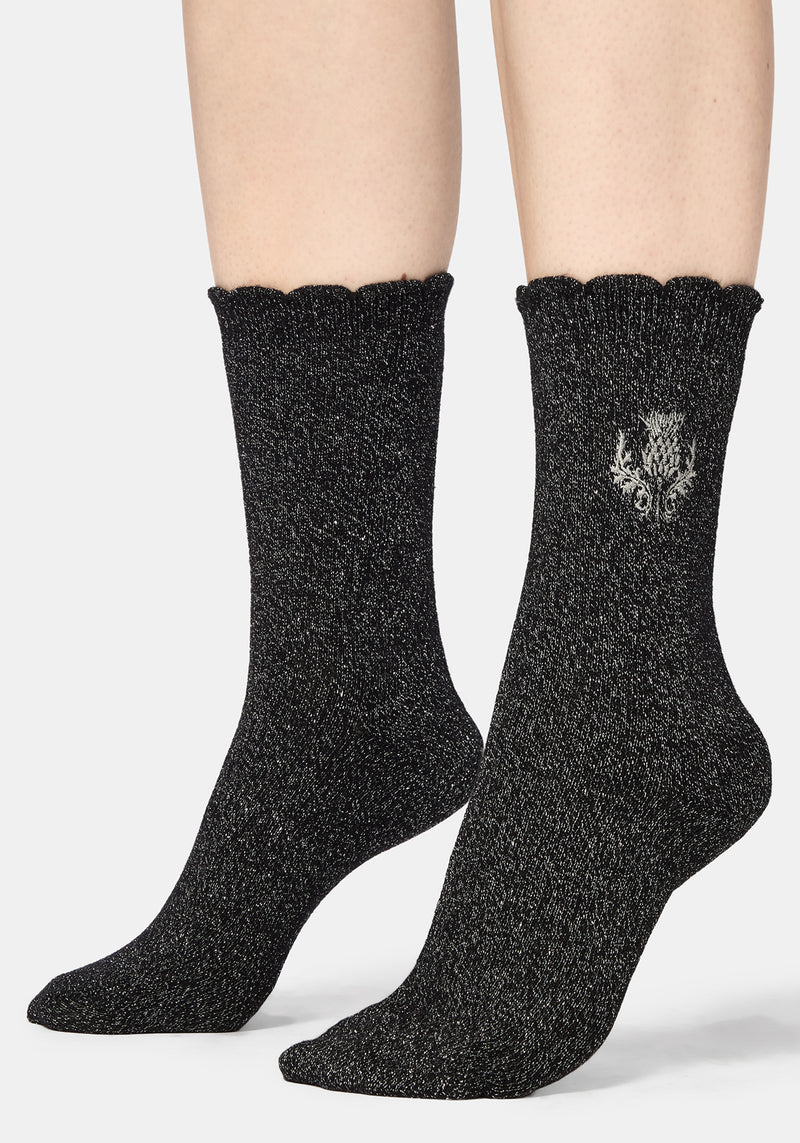 Lurex Thistle Embroidered Socks