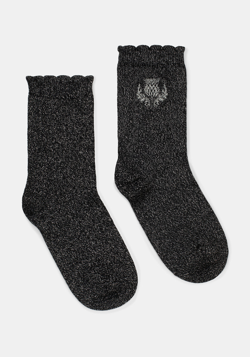 Lurex Thistle Embroidered Socks