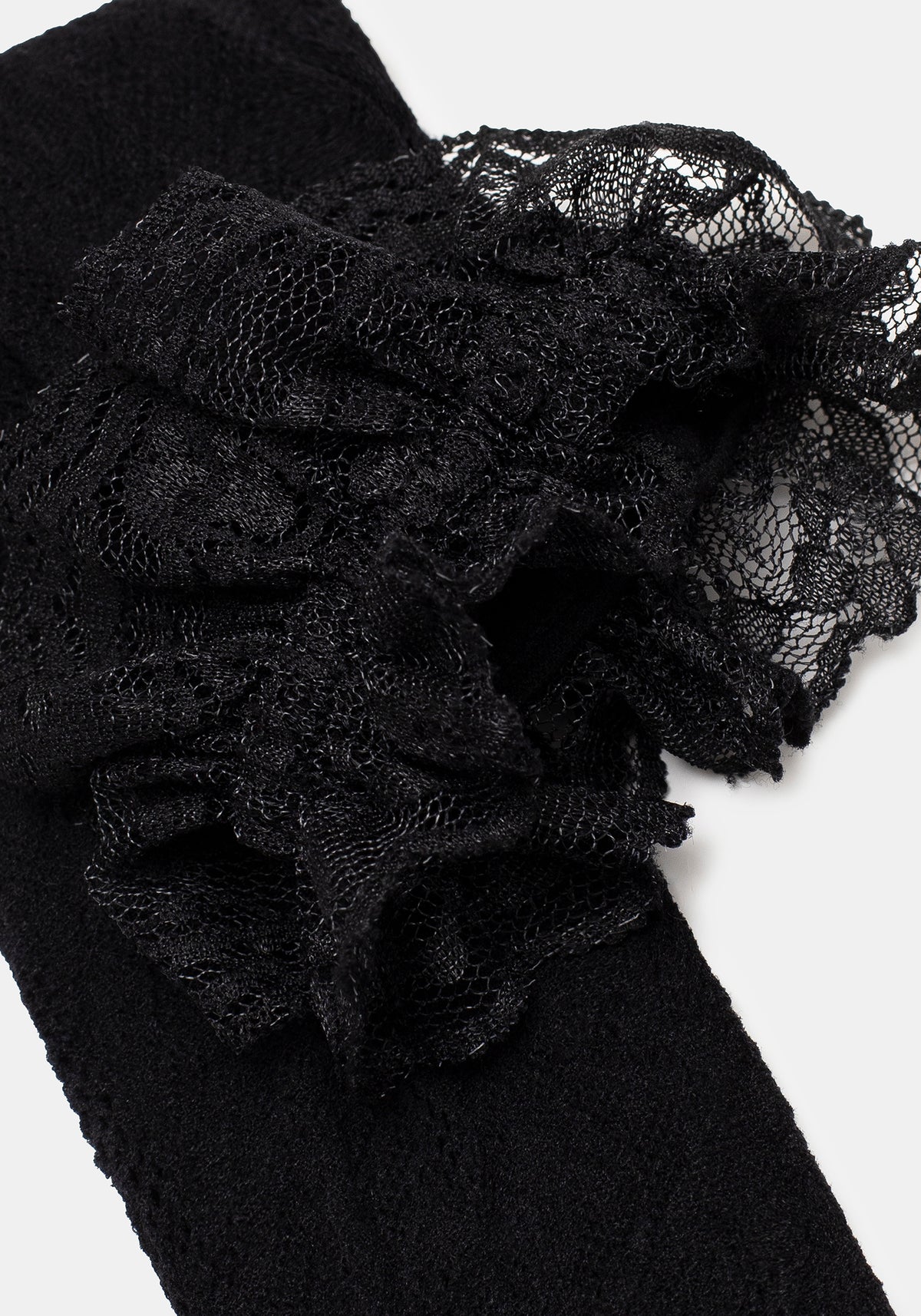 Wispin Spitze Rüsche Socken - Schwarz