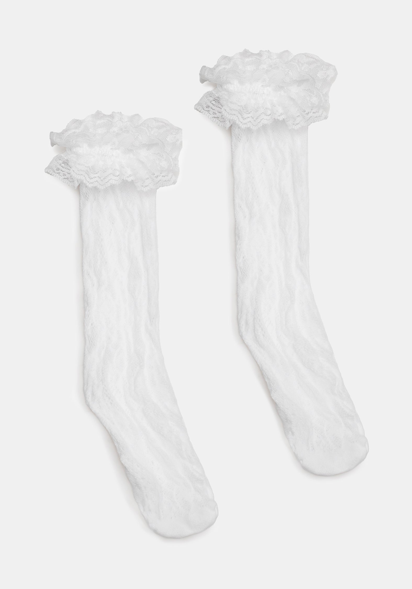 Wispin Spitze Rüsche Socken - Weiß