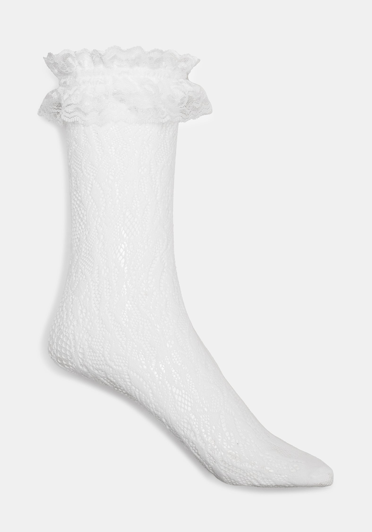 Wispin Spitze Rüsche Socken - Weiß