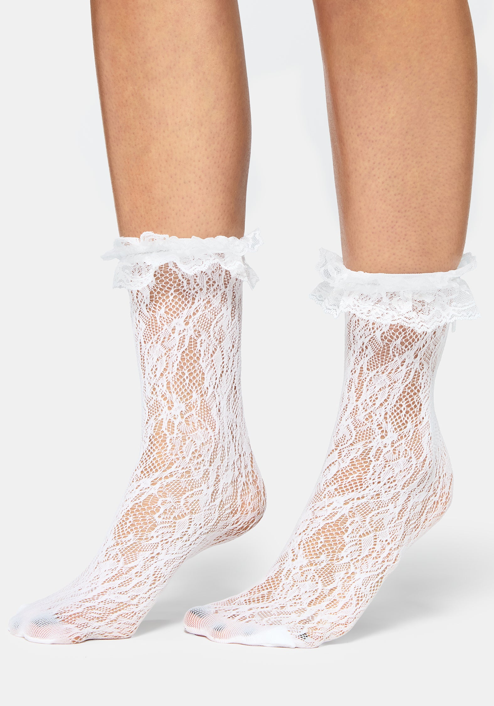 Wispin Spitze Rüsche Socken - Weiß