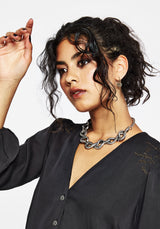 Isidora Bestickt Knopf Hoch Bluse