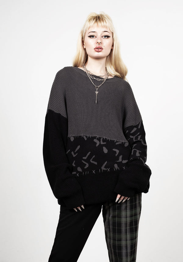 Abstract Langschnitt Pullover