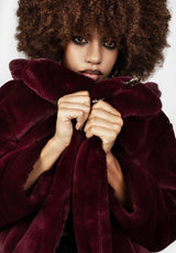 Creature Oversize Pelz Mantel - Plum