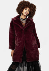 Creature Oversize Pelz Mantel - Plum