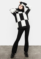Two-Tone Checkerboard Pullover