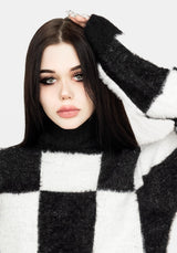 Two-Tone Checkerboard Pullover