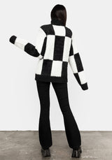 Two-Tone Checkerboard Pullover