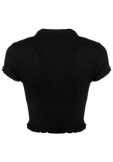 666 Rüschenkante Edge Ribbed Kurz Top