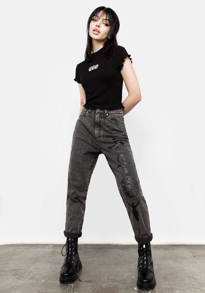 666 Rüschenkante Edge Ribbed Kurz Top
