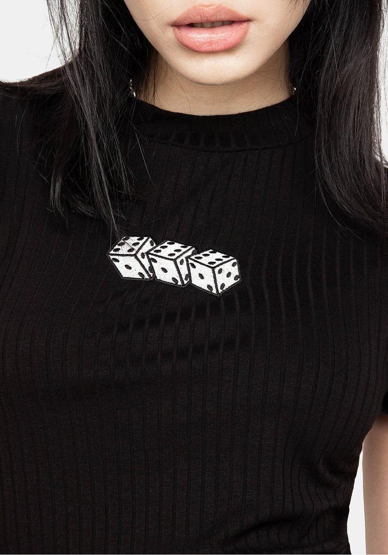 666 Rüschenkante Edge Ribbed Kurz Top