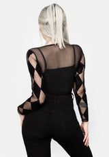 Harleen Checkerboard Mesh Bodysuit