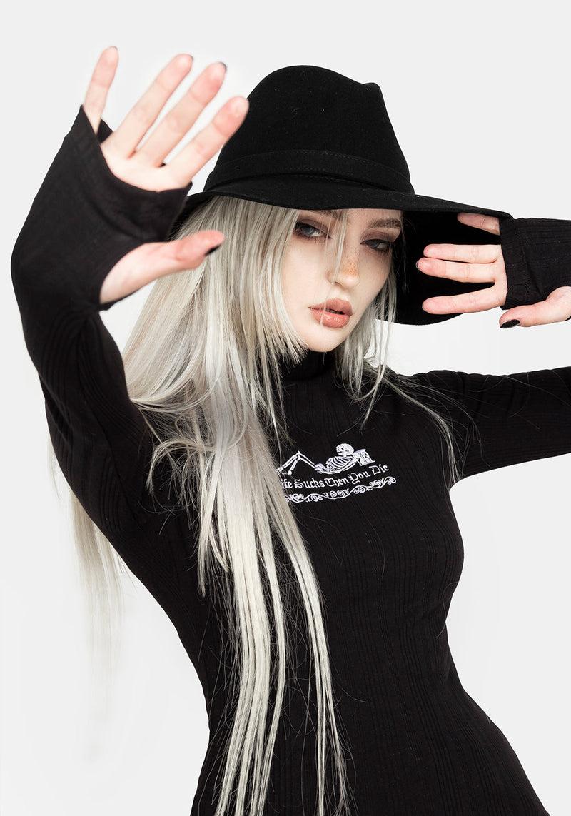 Life Sucks Hoch Hals Top