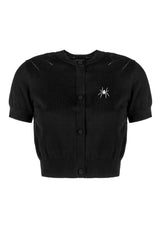 Lolth Kurz Ärmel Kurz Pointelle Cardigan