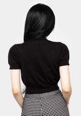 Lolth Kurz Ärmel Kurz Pointelle Cardigan