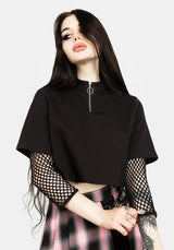 Decontrol Fishnet Sleeve Crop