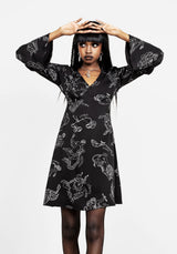 Zodiac Ausgestellt Ärmel Mini Kleid