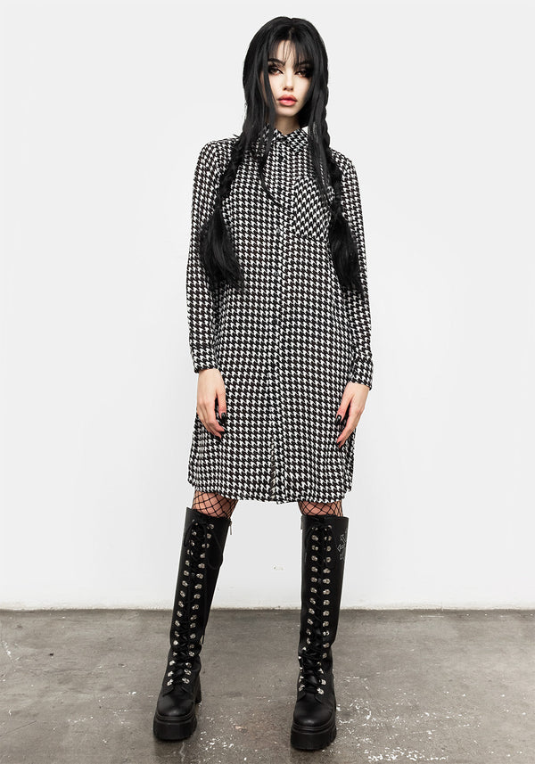 Fatale Houndstooth Hemd Kleid