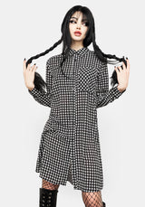 Fatale Houndstooth Hemd Kleid